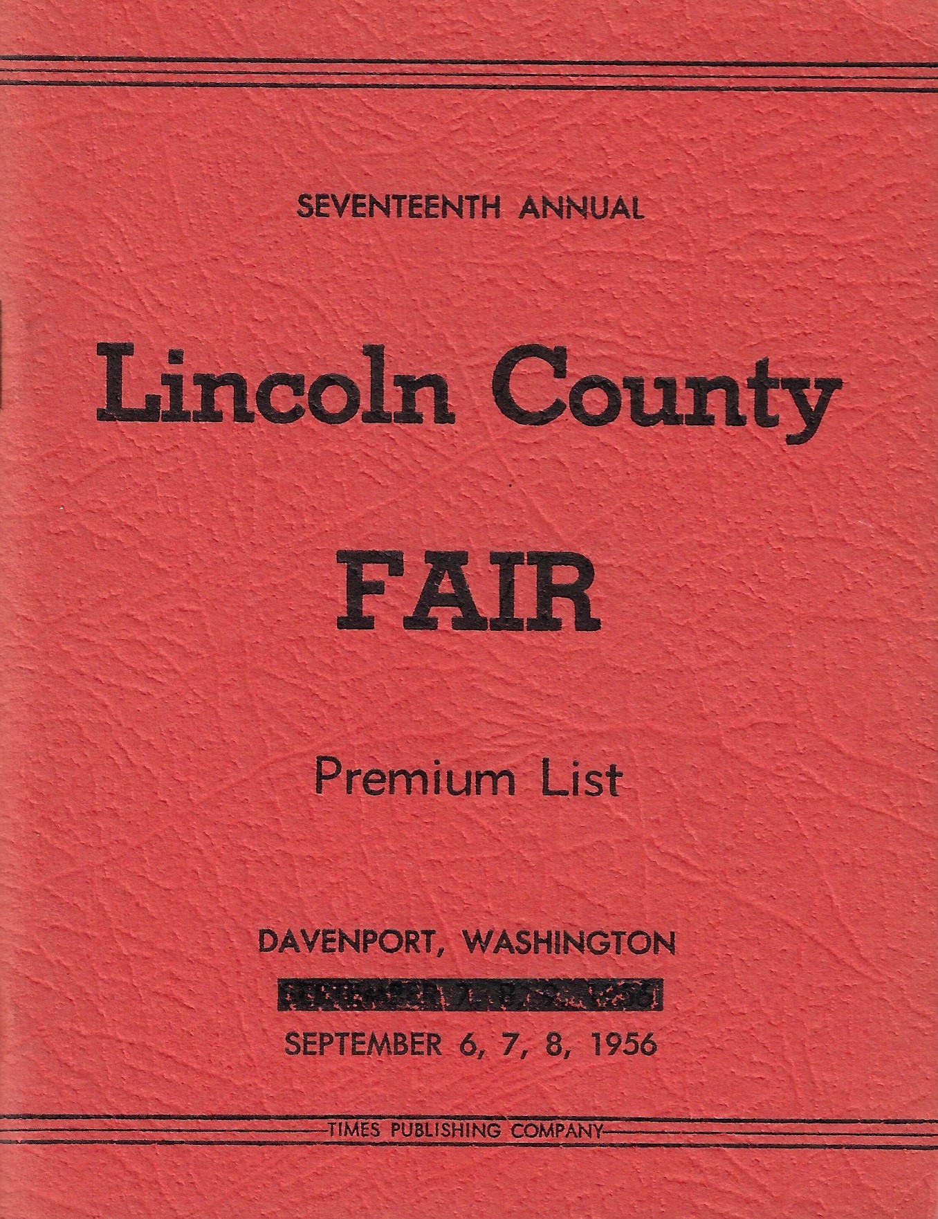 Lincoln County Fair Premium Book 1956