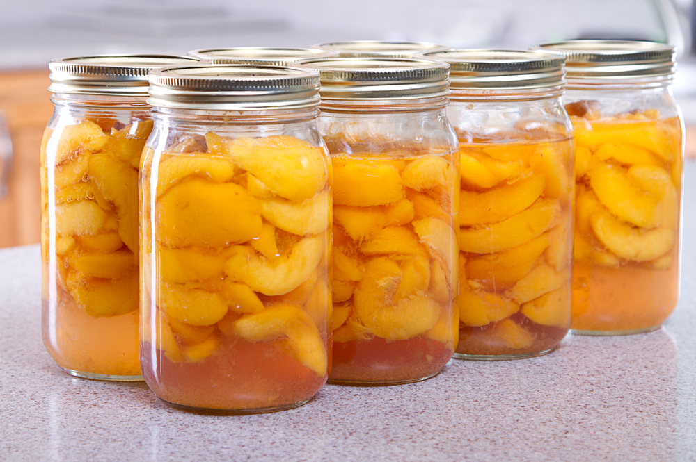 Home preserved canned peaches.